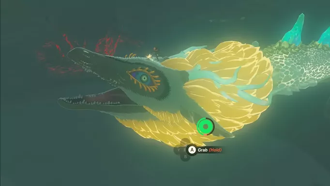 Link pulling the Master Sword from the head of the dragon in Tears of the Kingdom