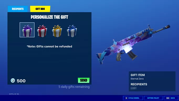 How to send a gift on fortnite
