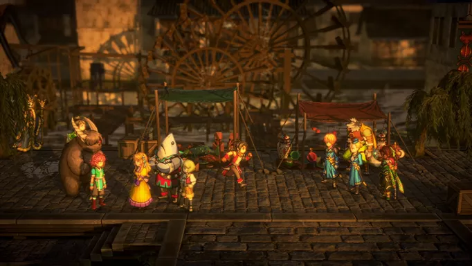 Image of characters in a village in Eiyuden Chronicle Hundred Heroes