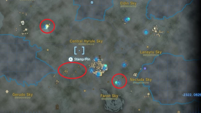 Screenshot of the Zelda: Tears of the Kingdom fairy map locations