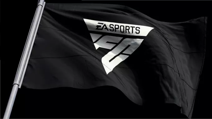 Image of a black flag with the EA Sports FC logo on it