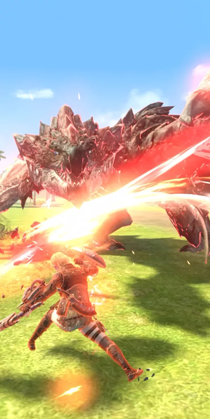 Monster Hunter Now combat against a Rathalos