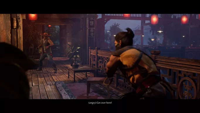 Scorpion catching Kung Lao with his Spear in Mortal Kombat 1