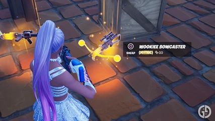The Wookiee Bowcaster weapon in Fortnite