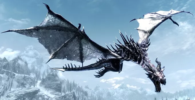 a dragon from the Deadly Dragons mod for Skyrim
