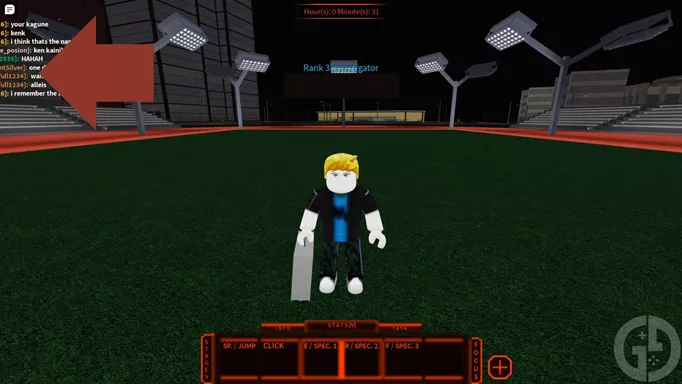 The code rememption section marked by an arrow in Ro Ghoul for Roblox