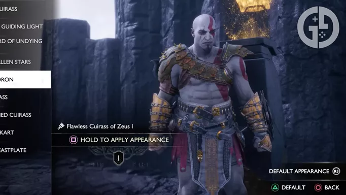 Equipping the young Kratos skin in God of War Ragnarok