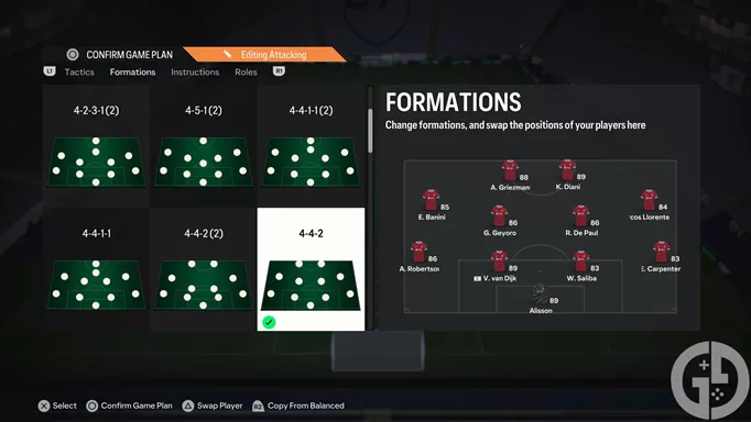 Image of the 4-4-2 formation in EA FC 24