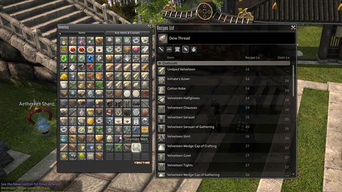 FFXIV Diremite Web is an important item for crafting