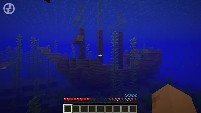 A shipwreck underwater in one of the best Minecraft seeds