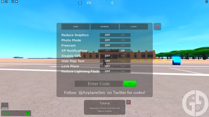 Image showing you how to redeem codes in Airplane Simulator