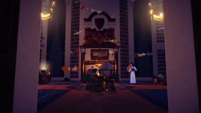 Screenshot of Belle's library in Disney Dreamlight Valley