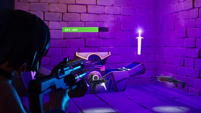 Image of an ex caliber rifle in Fortnite being wielded