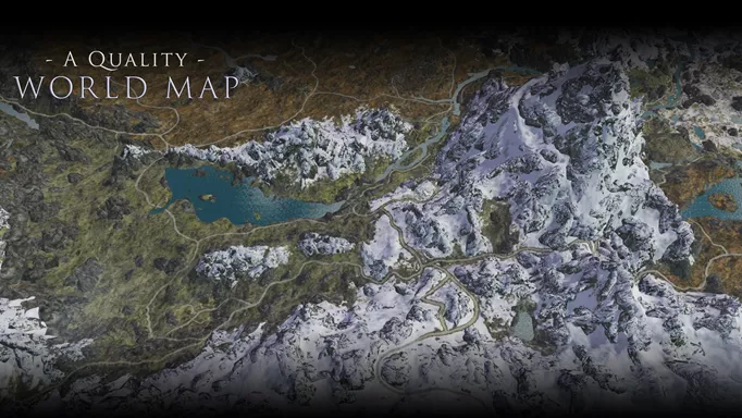 a promo image of the A Quality World Map and Solstheim Map - With Roads mod, one of the best Skyrim mods