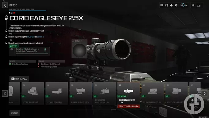 The Corio Eagleseye 2.5x scope equipped to the BAL-27 in Warzone