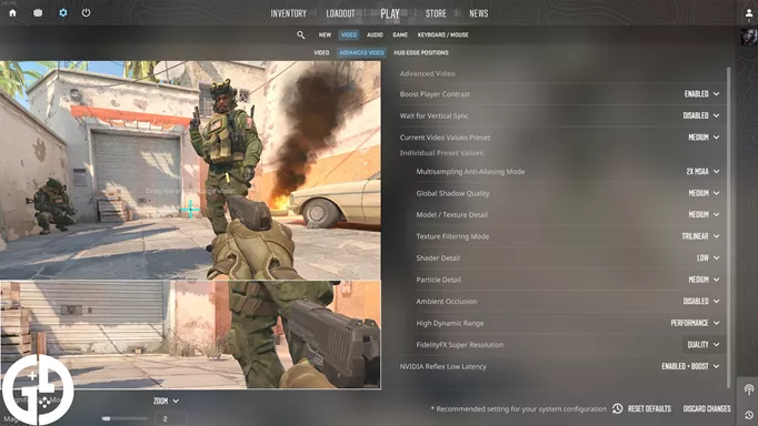 The graphics settings menu in Counter-Strike 2