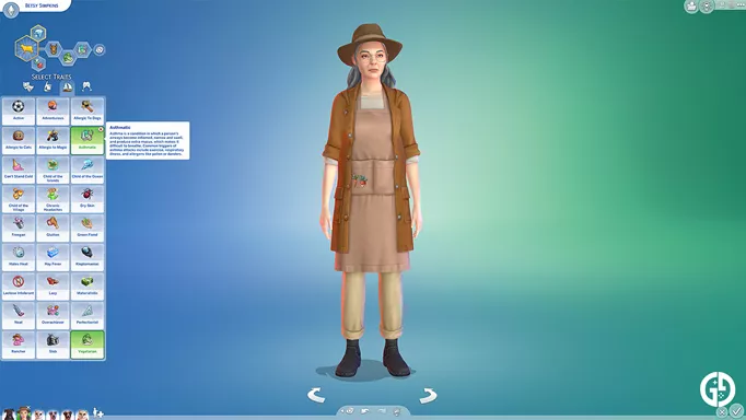 Image showing an Asthmatic trait in The Sims 4