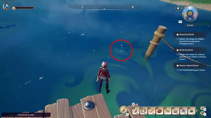 In-game Palia screenshot of a fishing ripple