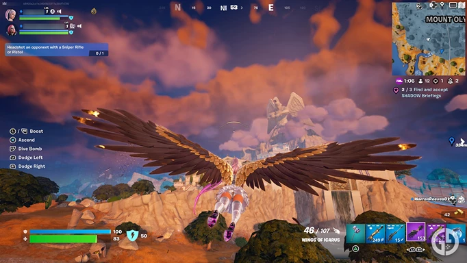 Flying with the Wings of Icarus in Fortnite
