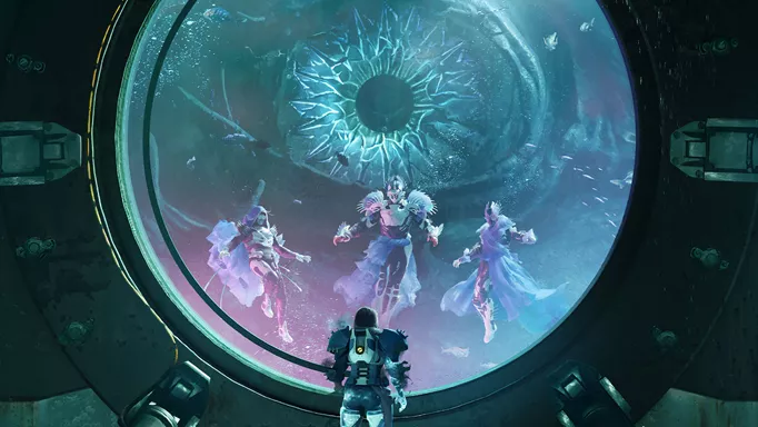 Destiny 2 Season of the Deep (Destiny 2 Season 21) key art showing Guardians facing a huge eye