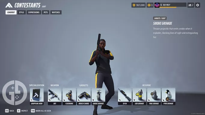 Contestant screen in THE FINALS with a loadout