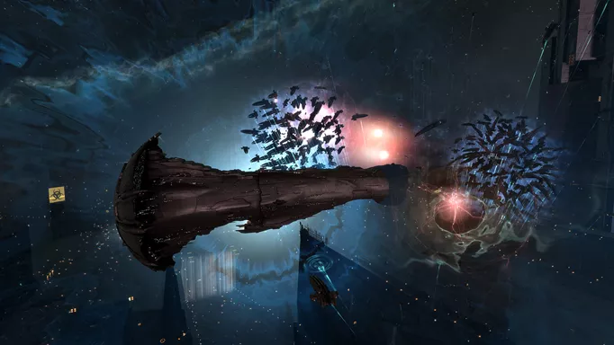 Image of a ship in EVE Online, which is one of the best free MMORPGs