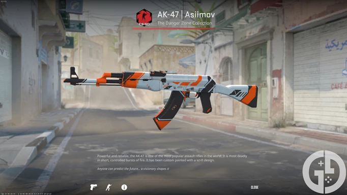 Image of the AK-47 Asiimov skin in CS2