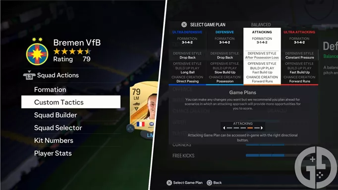 Image showing you how to create and set custom tactics in EA FC 24 Ultimate Team