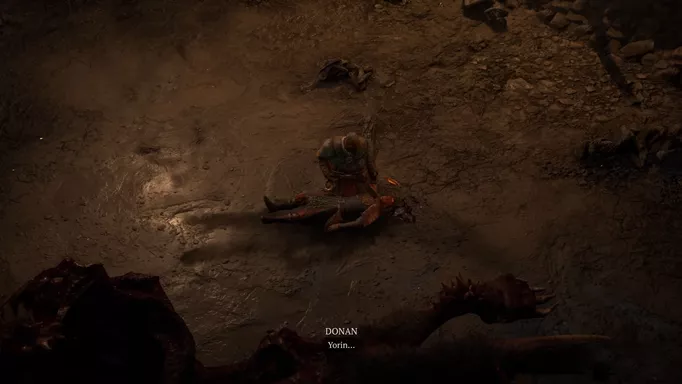 Donan grieving over his son's body in Diablo 4