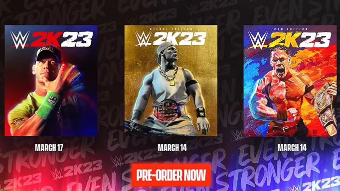 WWE 2K23 Release date: The covers of the various editions, with their release dates