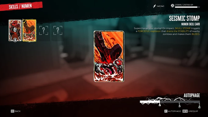 an image of the Dead Island 2 Numen skill cards