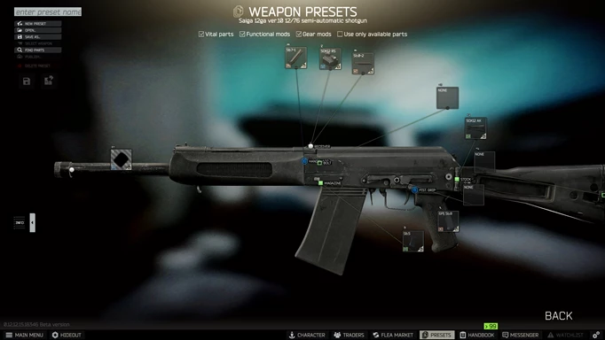 Image of the Saiga 12ga inspect screen, which is one of the best guns in Escape From Tarkov