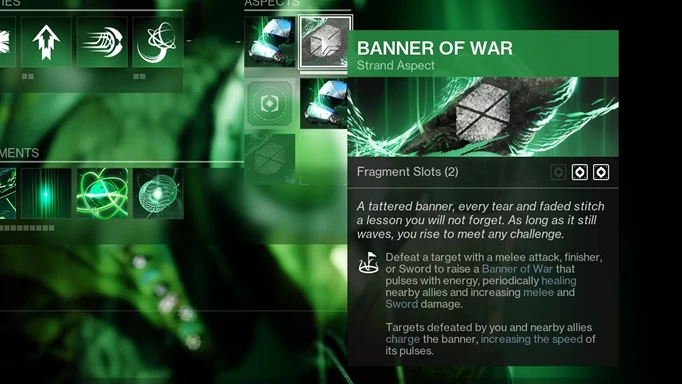 The Banner of War aspect for the Strand Titan subclass