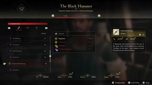 Gotterdammerung, the weapon tied to a trophy in Final Fantasy 16