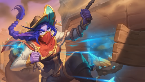 Elise pulling a rope in Hearthstone