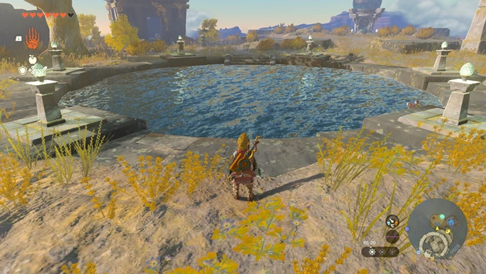 Screenshot of a pool of water on the Sky Islands in Zelda: Tears of the Kingdom