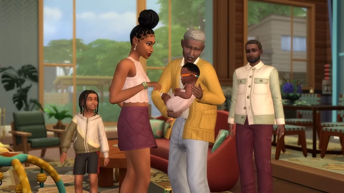 Happy family all together in The Sims 4