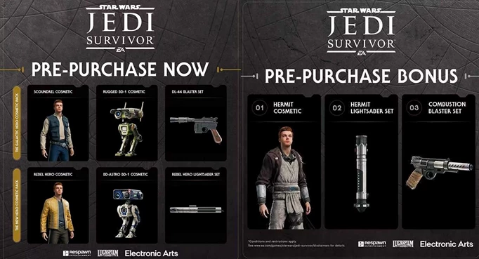 Star Wars Jedi Survivor pre-order bonuses