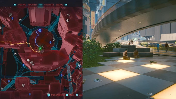 The location of the weapon on the map, and a screenshot of the area