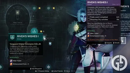 Gettingthe Riven's Wishes quest from Mara Sov in the H.E.L.M.