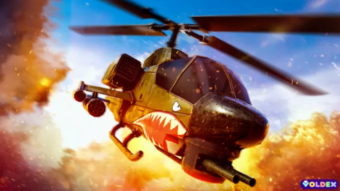 Base Battles key art featuring a helicopter on Roblox