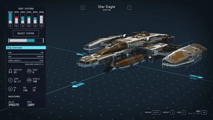 the Star Eagle, one of the best ships in Starfield