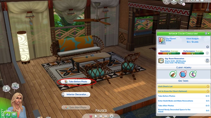 The Sims 4 Interior Decorator career, how to get before photos
