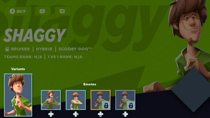 Shaggy's customisation page in MultiVersus.