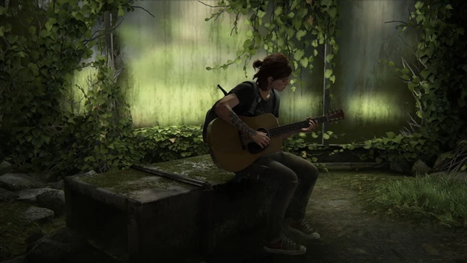 Ellie playing guitar in TLOU2 Remastered