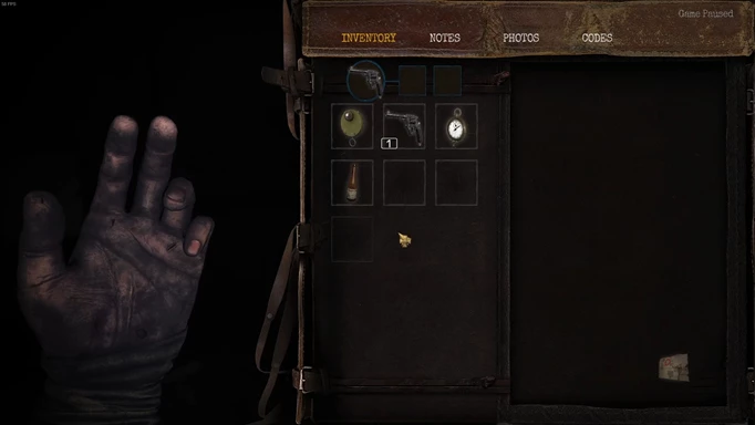 an image of Amnesia: The Bunker gameplay showing the inventory screen