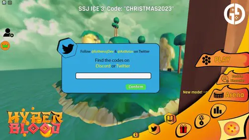 The interface for redeeming Dragon Ball Hyper Blood codes.