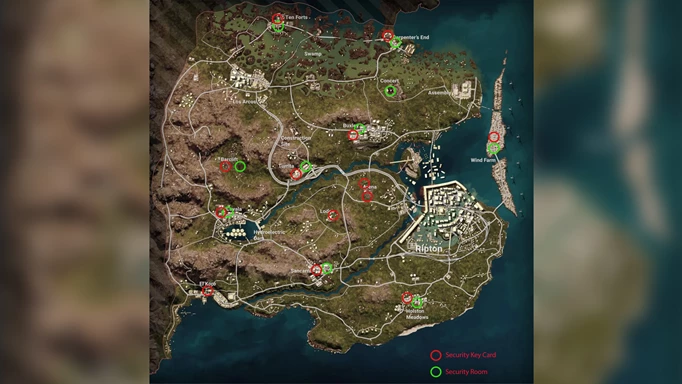 screenshot showing the deston security key and room locations in pubg