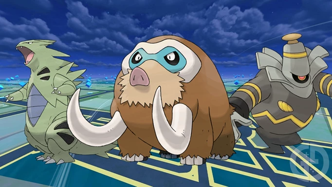 Tyranitar, Mamoswine, and Dusknoir in Rocket Leader Cliff's lineup
