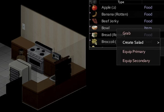 an image showing how to make a salad in Project Zomboid